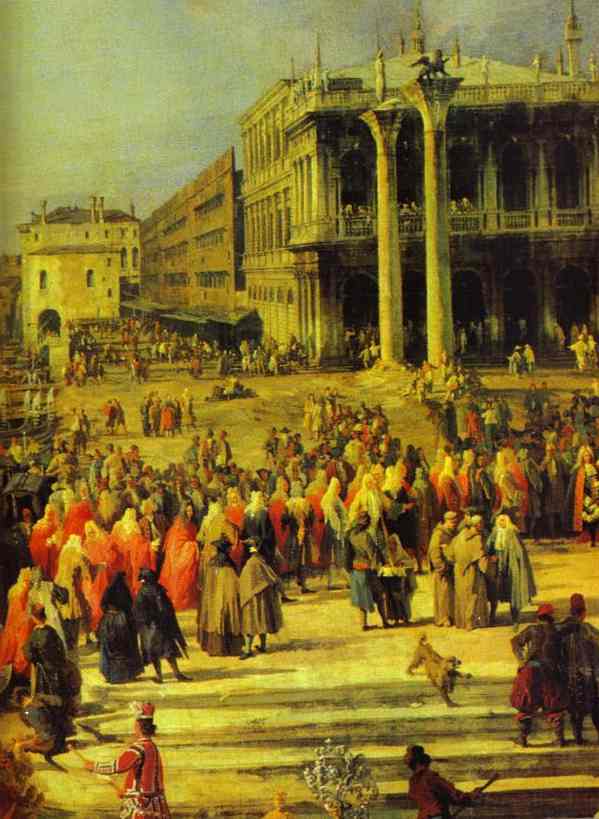 Oil painting:The Reception of the French Ambassador in Venice. Detail. 1740