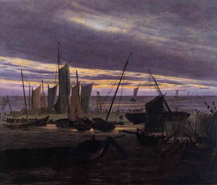 Oil painting for sale:Boats in the Harbour at Evening, 1828