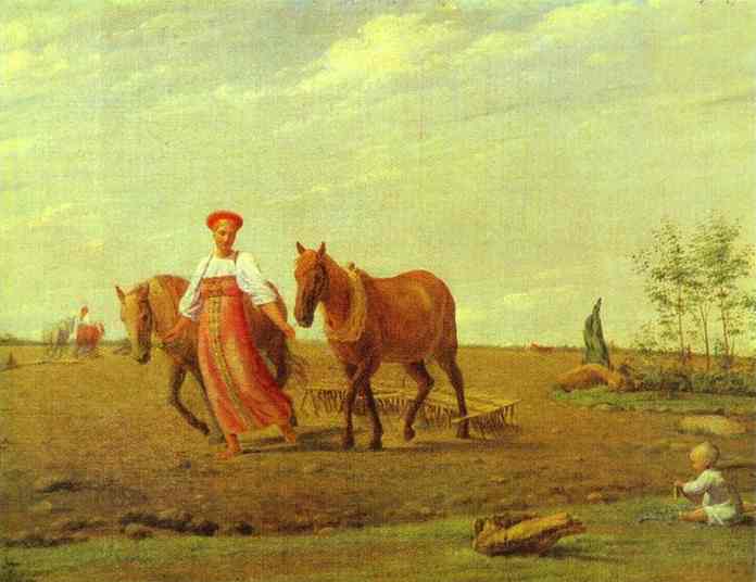 Oil painting:In the Fields. Spring. 1827