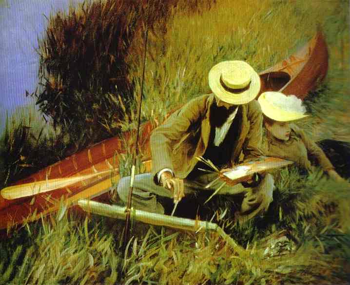 Oil painting:Paul Helleu Sketching His Wife Alice. 1889