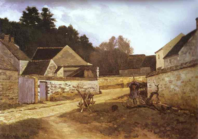 Oil painting:Village Street in Marlotte. 1866