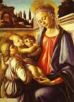 Oil painting:Madonna and Child and Two Angels. c.1470