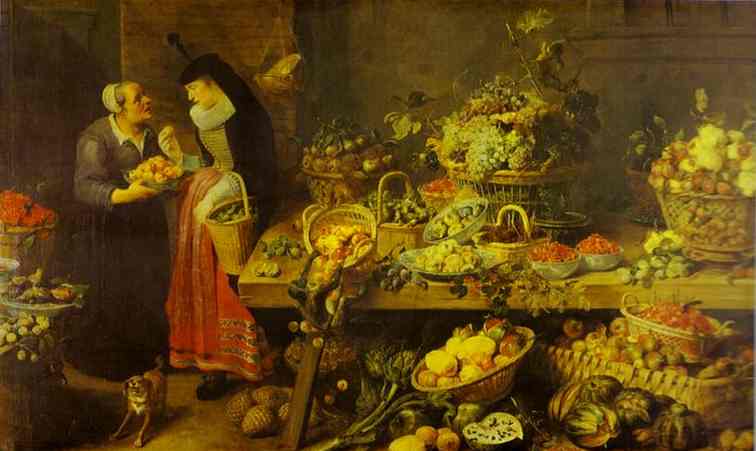 Oil painting:Fruit Stall.