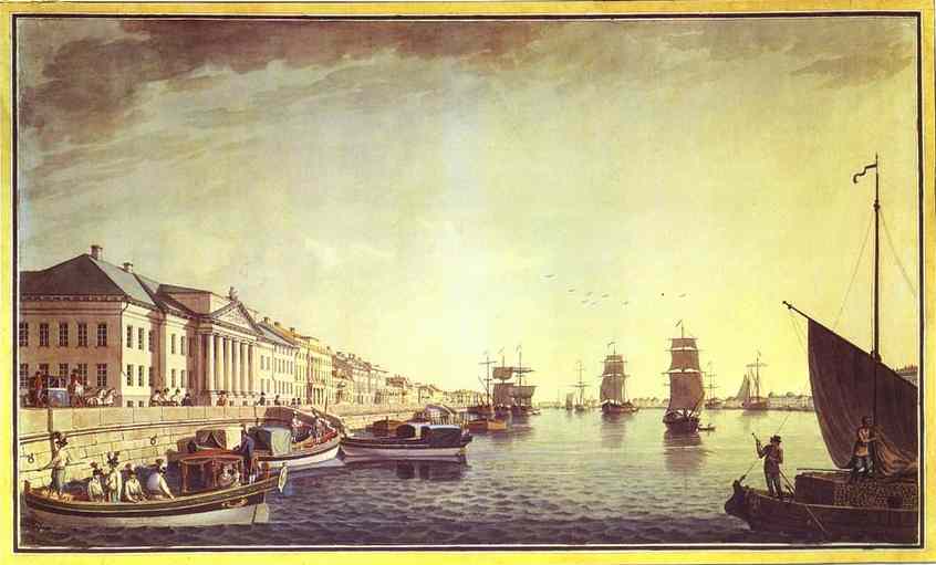 Oil painting:The Neva Embankment by the Senate. 1801