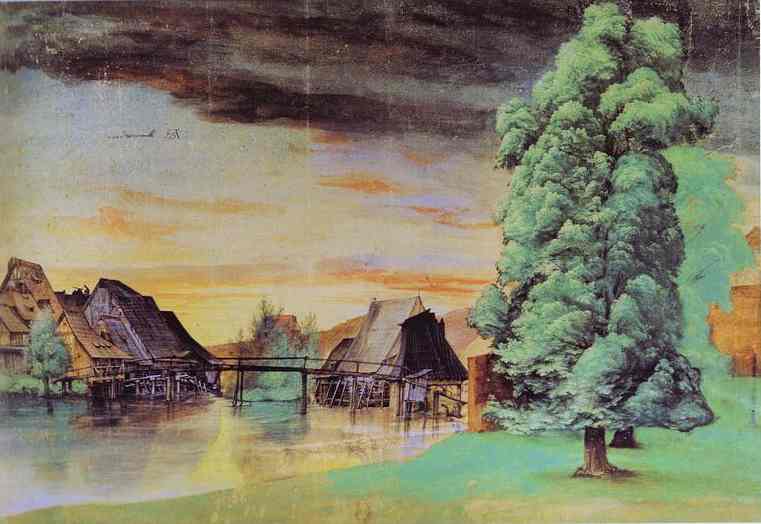 Oil painting:Willow Mill. 1496