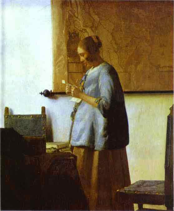 Woman in Blue Reading a Letter. c.1662