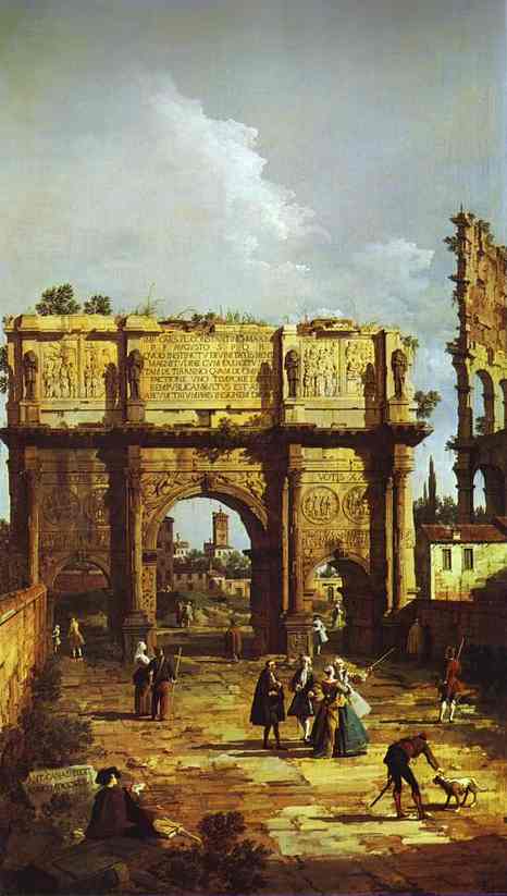Oil painting:Rome: the Arch of Constantine. 1742
