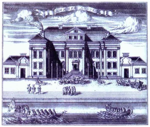 Oil painting:St. Petersburg. View of the Winter Palace of Peter I. 1716