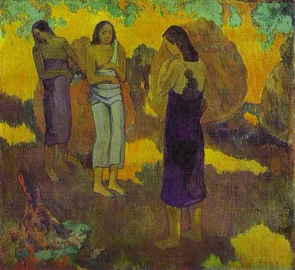 Three Tahitian Women Against a Yellow Background. 1899