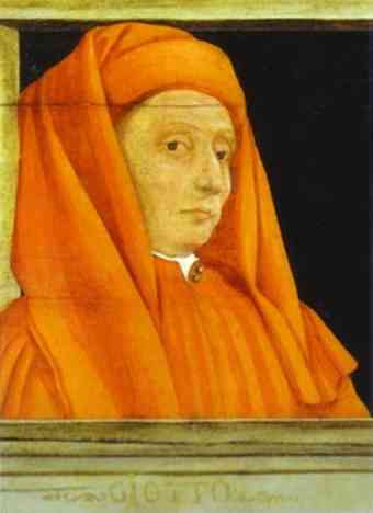 Oil painting:Giotto. Detail of Five Masters of the Florentine Renaissance (or Fathers of P