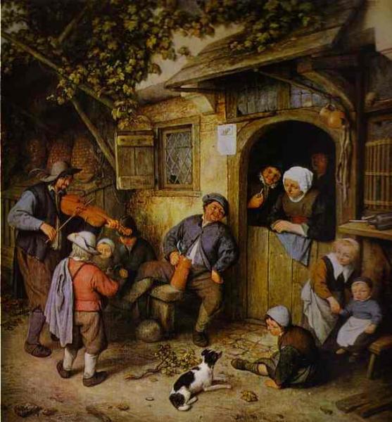 Oil painting:Le menetrier. 1673