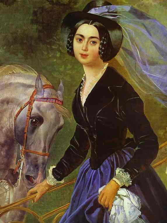 Oil painting:Portrait of the Shishmariov Sisters. Detail. 1839