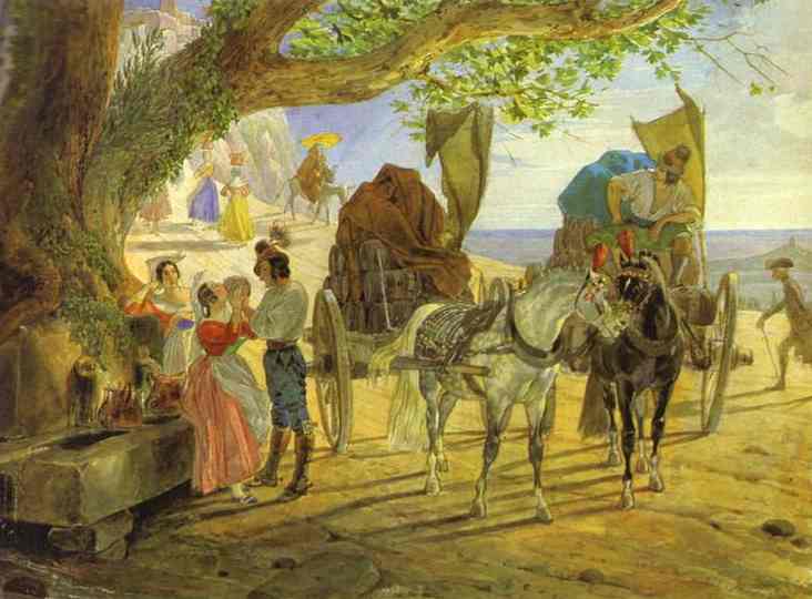 Oil painting:Fete in Albano. 1830