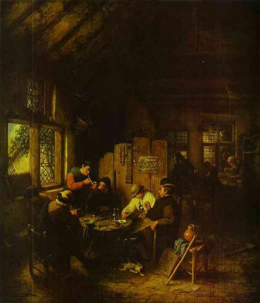 Oil painting:In the Village Inn. 1660