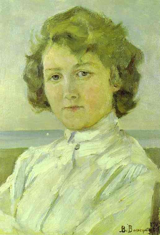 Oil painting:Portrait of Zinaida Sredina. 1909