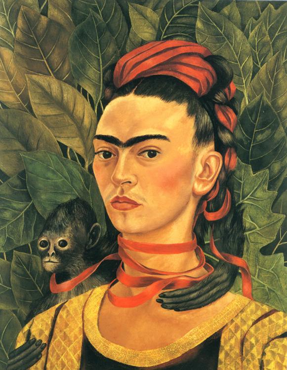 Oil painting:Self-Portrait with Monkey. 1940