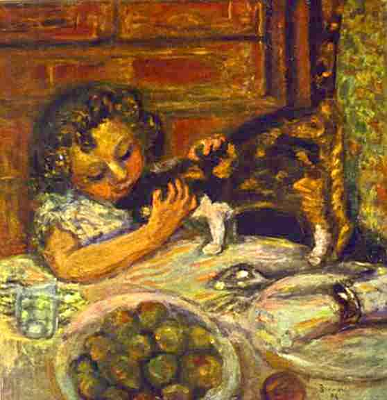 Oil painting:Little Girl with a Cat. 1899