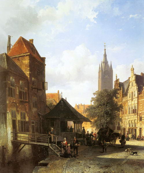 Figures in a Street in Delft
