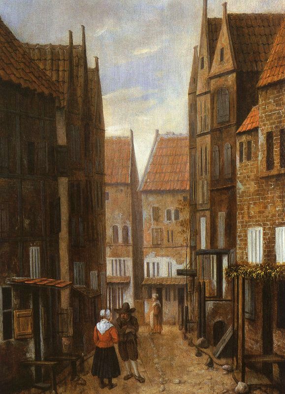 Street Scene, with Couple in Conversation