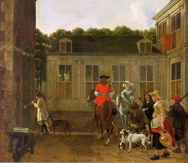 Hunting Party in the Courtyard of a Country House