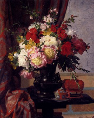 Still life with peonies