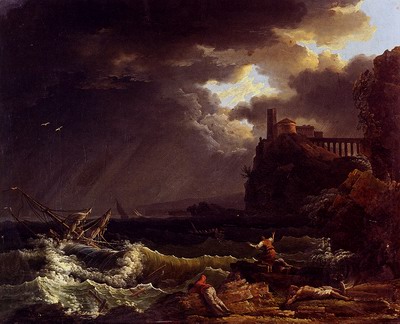 A shipwreck In A Stormy Sea By The Coast