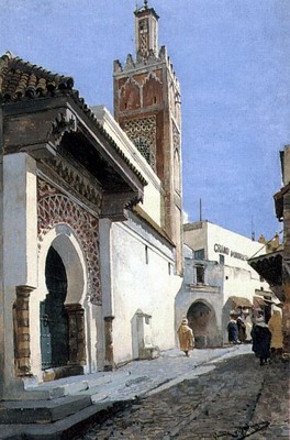 A Street Scene With a Mosque, Tangier