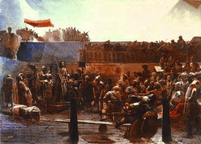 Mocking Christ, hail, king of the jews!