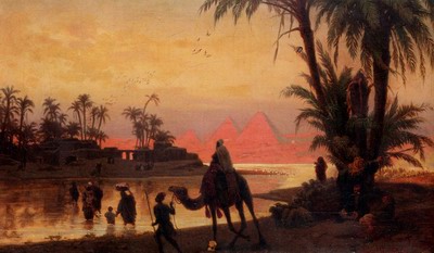 The River Nile With The Gizeh Pyramids