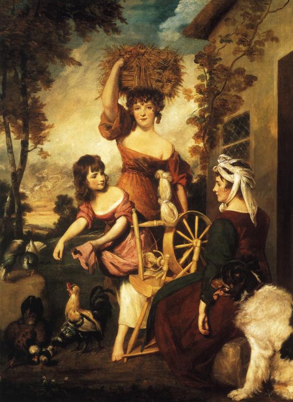 Oil painting:Mrs and Miss Macklin, with Miss Potts. 1788