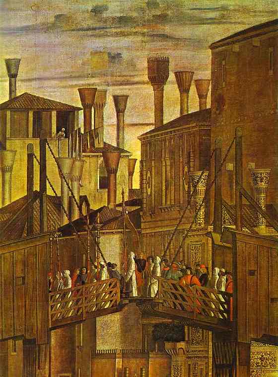 Oil painting:Healing of a Madman. Detail. 1494