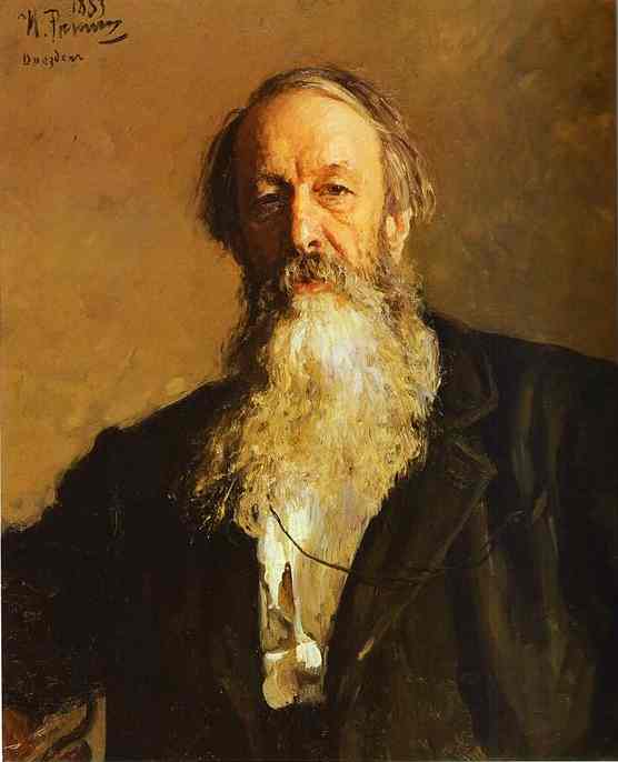 Oil painting:Portrait of the Art Critic Vladimir Stasov. 1883