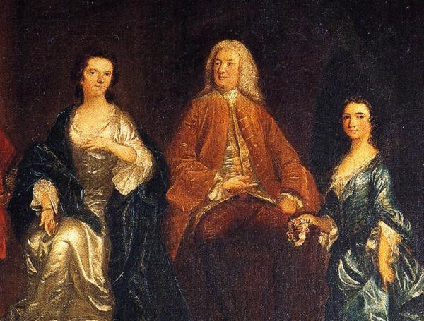 Oil painting:The Eliot Family. Detail. c.1746