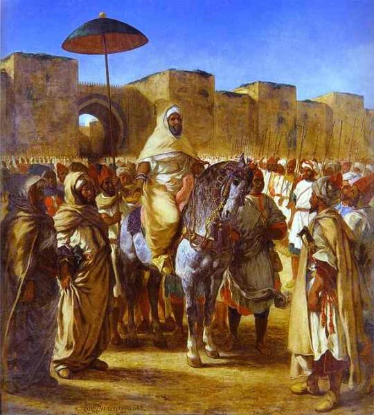 Oil painting:The Sultan of Morocco and His Entourage. 1845