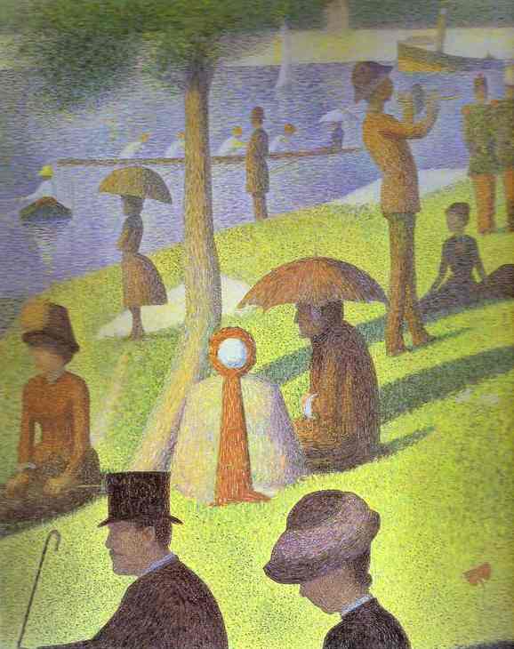 Oil painting:A Sunday on La Grande Jatte. Detail. 1884