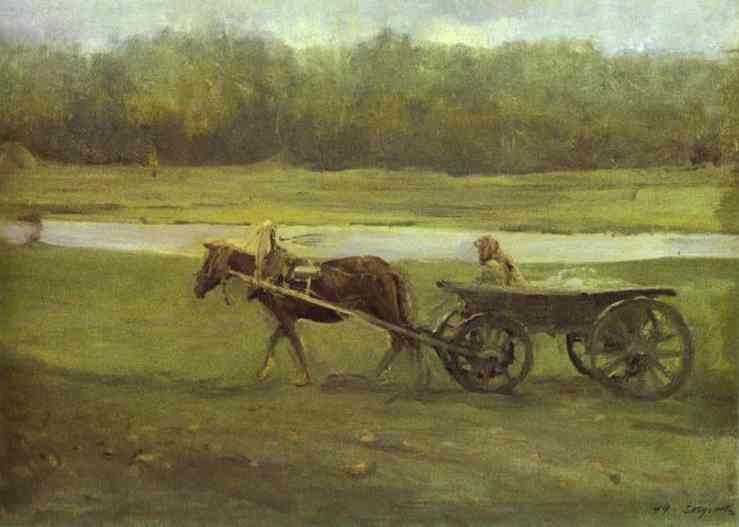 Oil painting:Peasant Woman in a Cart. 1896