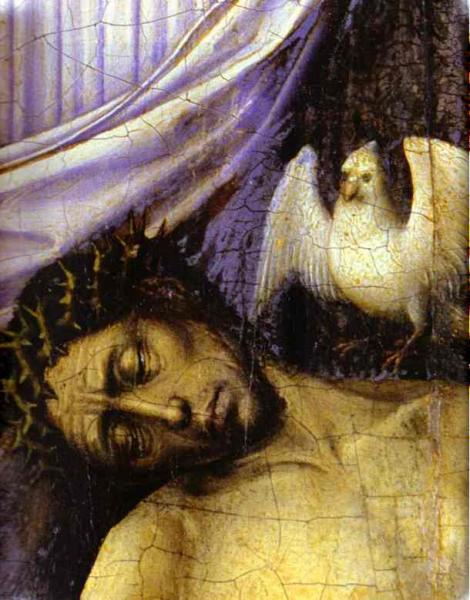 Oil painting:Mourning Trinity (Throne of God). Detail.