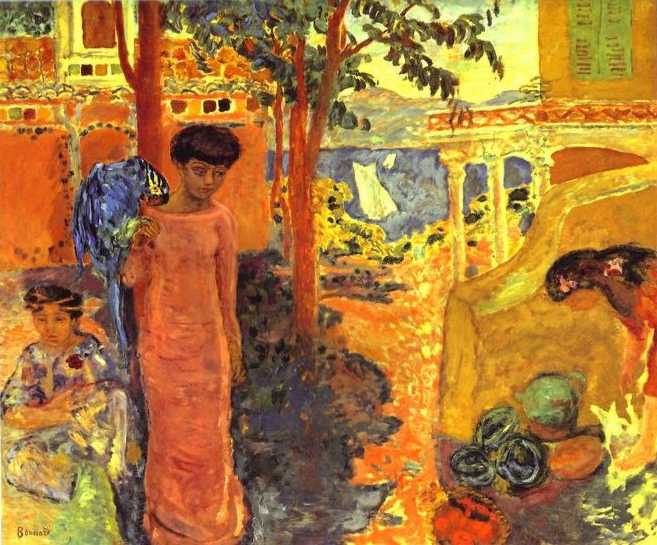 Oil painting:Girl with Parrot. 1910