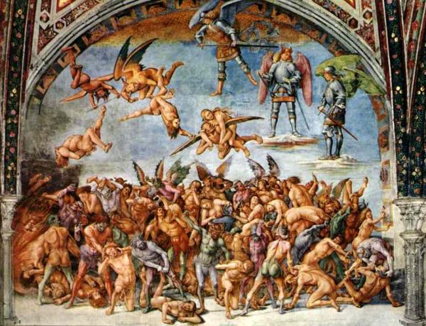 Oil painting:The Hell. Fresco. 1499-1502