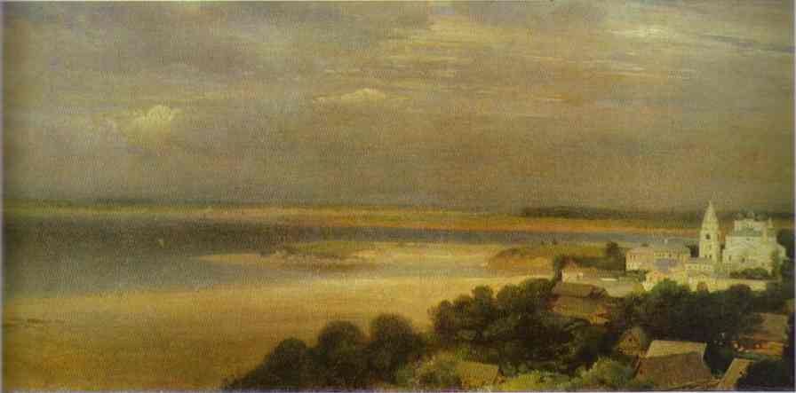 Oil painting:The Monastery of the Caves Near Nizhny Novgorod. 1871