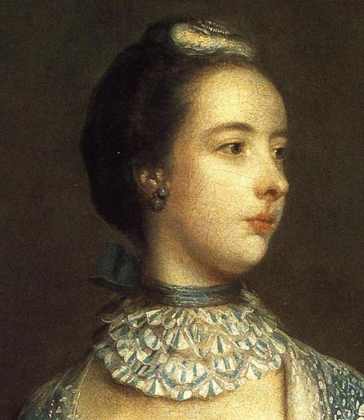 Oil painting:Mrs Francis Beckford. Detail. 1756