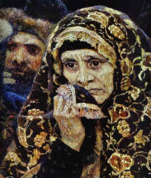 Oil painting:The Boyarynia Morozova. Detail. 1887