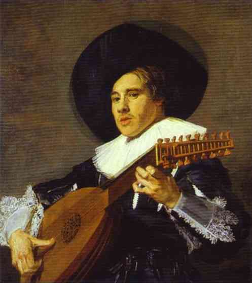 Oil painting:The Lute Player. c. 1630