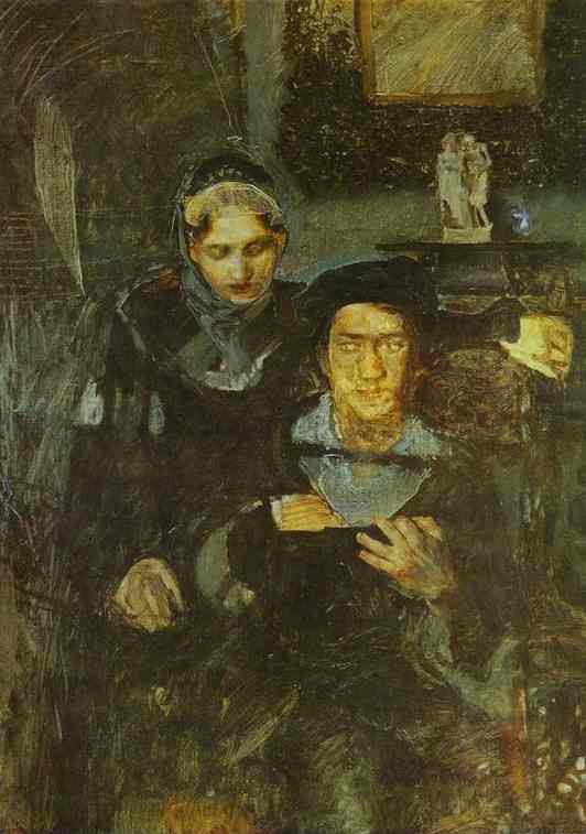 Oil painting:Hamlet and Ophelia. (Unfinished). 1884