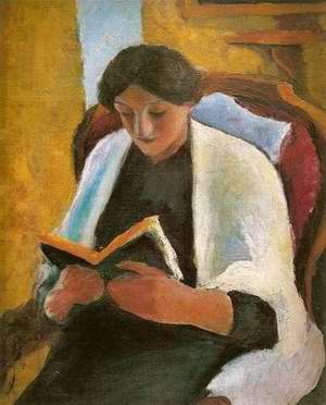 Woman Reading in Red Armchair (Lesende Frau im roten Sessel)