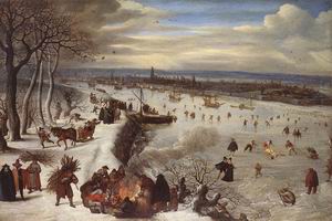 View of Antwerp with the Frozen Schelde 1590