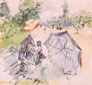 Lady with a Parasol Sitting in a Park 1885