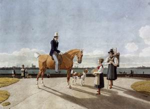 Gentleman on Horseback and Country Girl on the Banks of the Isar near Munich 1831