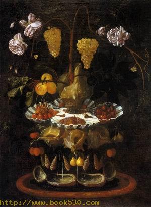 Still-Life with a Shell Fountain, Fruit and Flowers c. 1645