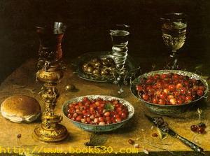 Still-Life with Cherries & Strawberries in China Bowls, 1608